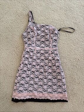G by Guess Pink Lace One-Shoulder Cocktail Dress